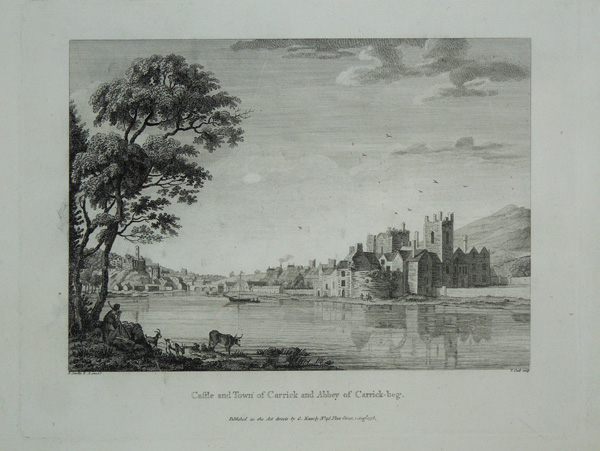 View of the Castle and Town of Carrick and Abbey of Carrick-beg