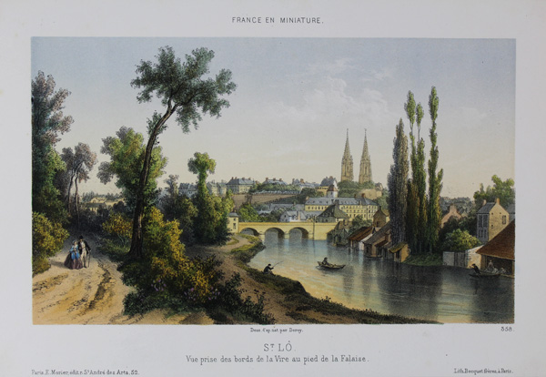 St Lo,  Vue Prise Des Bords De La Vire Au Pied De La Falaise