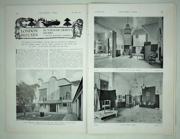 Sir William Orpen's Studio, 8 South Bolton Gardens