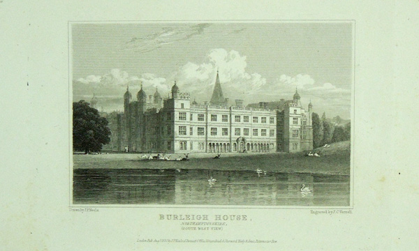 Burleigh House, (South West View), The Seat of Brownlow Cecil, Marquess of Exeter.