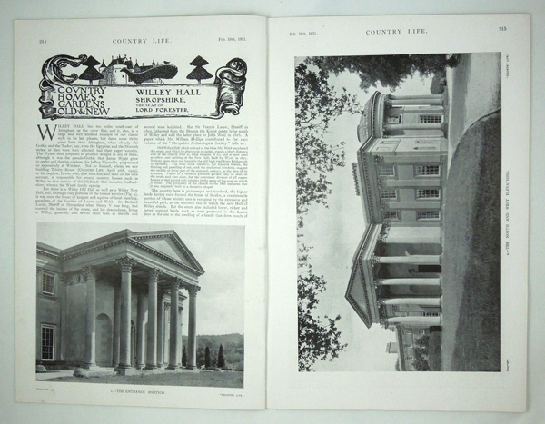 Willey Hall, The Seat of Lord Forester