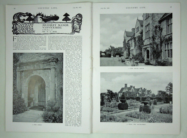 Billesley Manor, the Residence of Mr H. G. Bois
