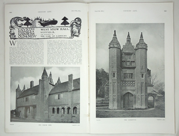 West Stow Hall, The Property of The Earl of Cadogan