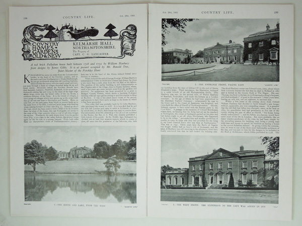 Kelmarsh Hall, The Property of Captain C. G. Lancaster.