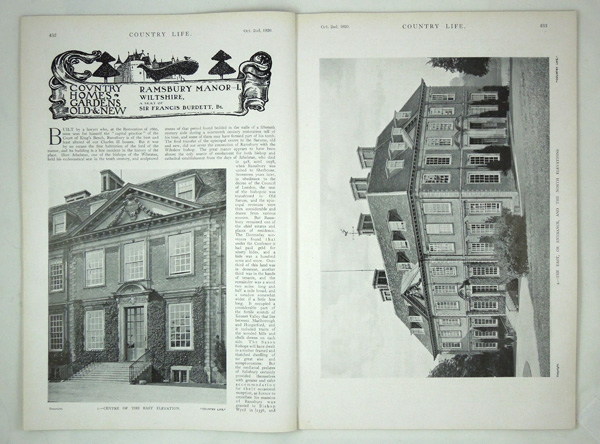 Ramsbury Manor, The Seat of Sir Frances Burdett, Bart