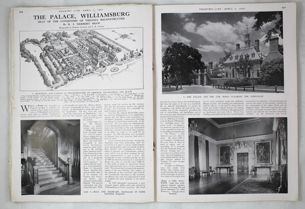 The Palace, Williamsburg, Seat of The Governors of Virginia Reconstructed by R. J. Herbert Shaw.