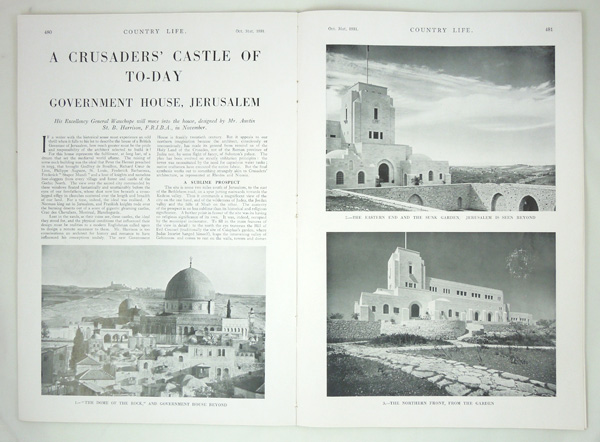 Government House, Jerusalem. Designed by Mr Austin St. B. Harrison, F.R.I.B.A