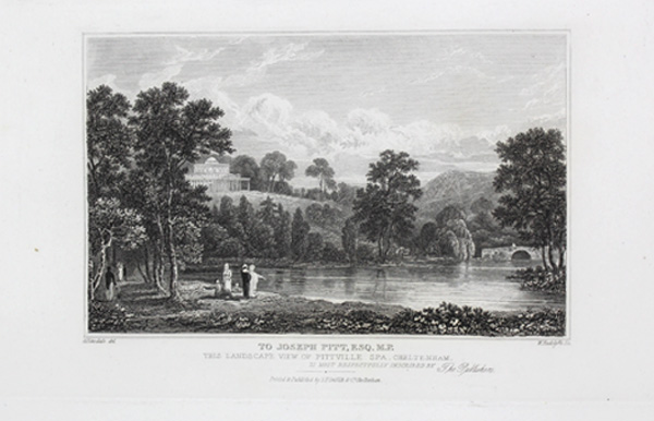 Landscape view of Pittville Spa, Cheltenham, To Joseph Pitt, Esq, MP. (Pittville Pump Room)