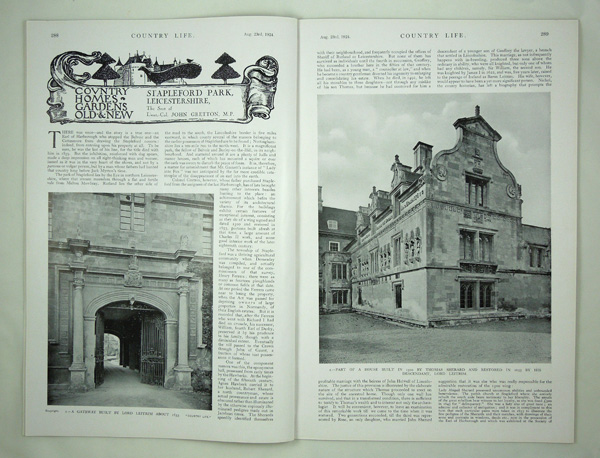 Stapleford Park, The Seat of Lieut-Col John Gretton, M.P.